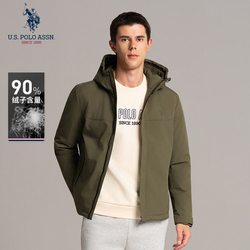 USPA男士羽绒服冬季防寒保暖上衣美式商务休闲保罗连帽男装外套