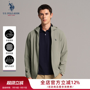 USPA男士夹克美式保罗连帽外套通勤时尚长袖休闲上衣百搭舒适挺括