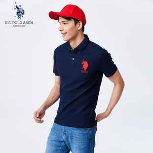 休闲Polo领打底衫 USPA商场同款 美式 T恤刺绣商务POLO衫 男翻领短袖