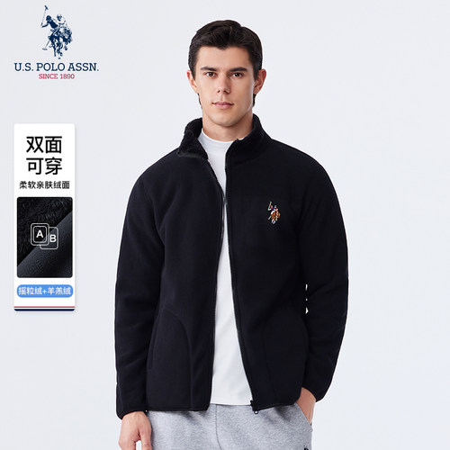 USPA立领秋冬宽松摇粒绒夹克外套