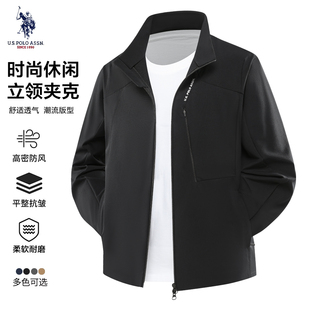 USPA男士夹克春秋新款立领外套美式休闲时尚挺括保罗百搭男款上衣
