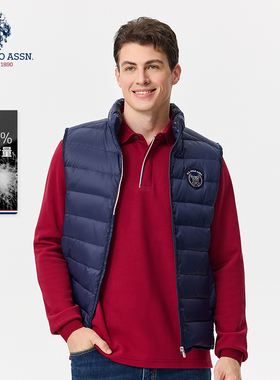 【商场同款】USPA男士羽绒马甲立领防寒保暖美式休闲保罗鸭绒背心