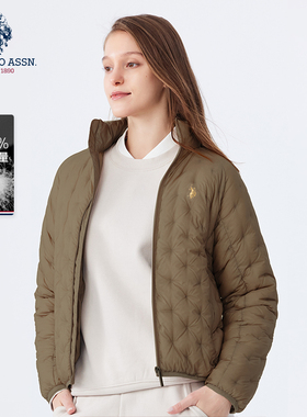 U.S. POLO ASSN.羽绒服女士轻薄保暖防寒外套立领防寒鸭绒棉衣女