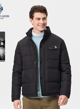 USPA男士羽绒服立领白鸭绒美式商务休闲保罗冬季保暖防寒男装外套