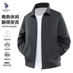USPA男士夹克春秋新款加绒保暖翻领外套美式休闲时尚保罗男款上衣
