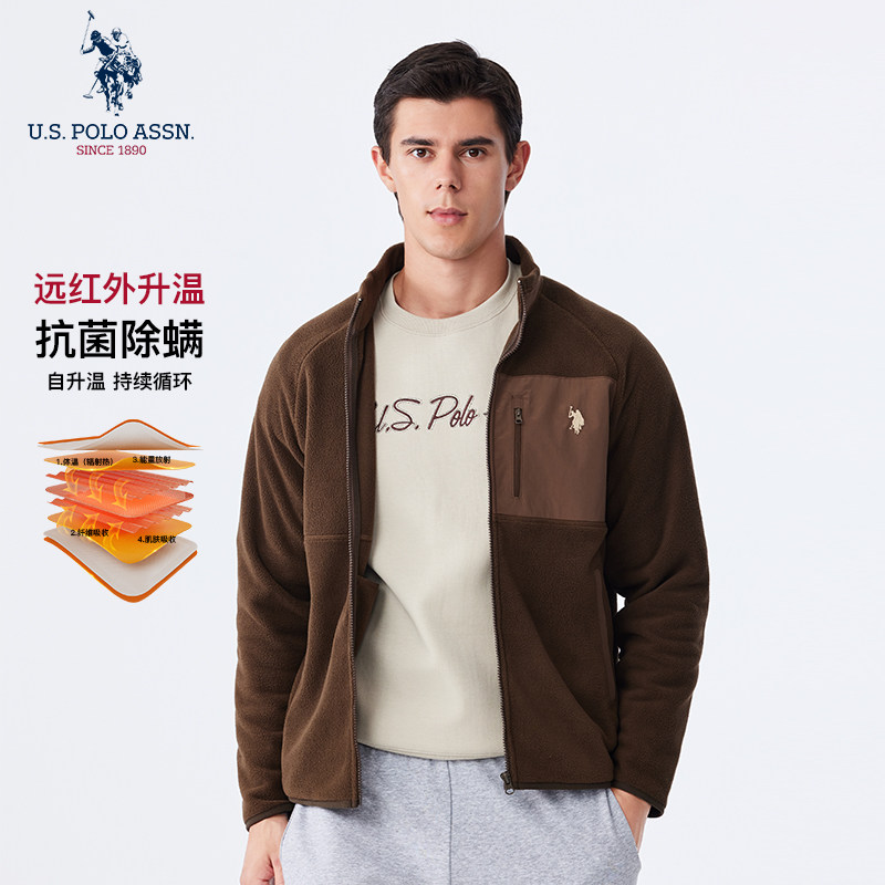 U.S. POLO ASSN.男士卫衣加厚加绒夹克外套新款通勤保暖休闲上衣