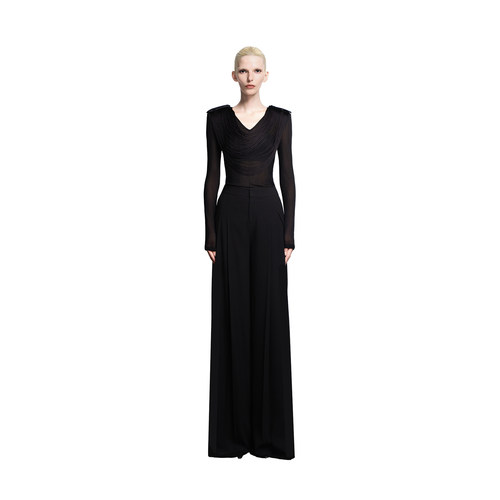 KUNSWEAR/琨丝薇尔26FA 流苏设计V领长袖修身显瘦上衣 844004470
