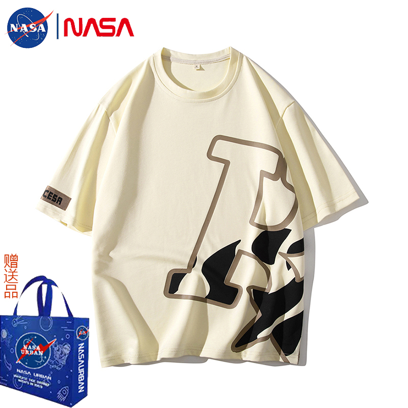 NASA URBAN2023年联名款夏季t恤短袖男女同款印花休闲时尚情侣装