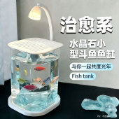 斗鱼缸家用客厅小型懒人造景玻璃缸桌面高颜值创意工位鱼缸造景