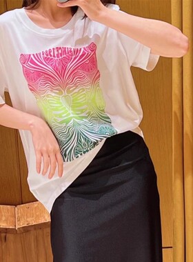 maSandeIOR2023夏季新款女装法式印花正肩短袖针织T恤SFPTS01192