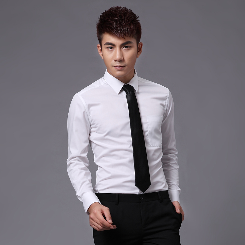 青中年职业装上班面试伴郎白衬衫