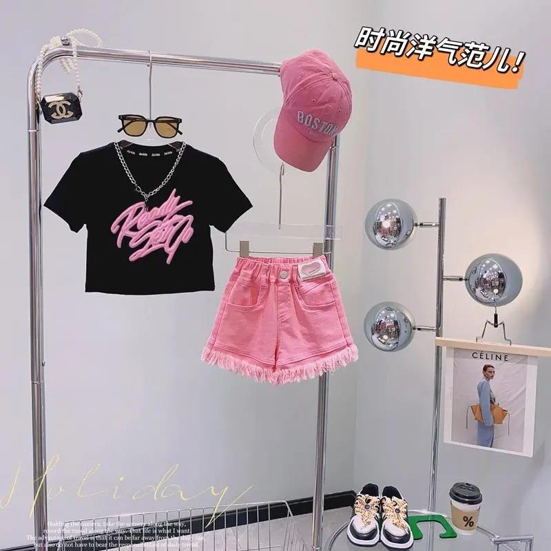女童牛仔短裤夏装套装2025新款儿童短袖夏季时髦洋气夏款两件套