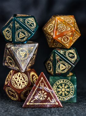 北欧图腾-印度玛瑙 跑团骰子COC骰子DND龙与地下城克苏鲁万智牌