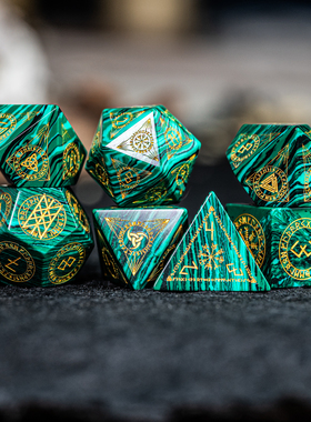 北欧图腾-孔雀石 跑团骰子COC骰子DND龙与地下城克苏鲁万智牌