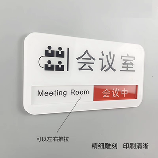 会议室门牌可更换状态办公室标识牌会议中使用中亚克力可更换状态