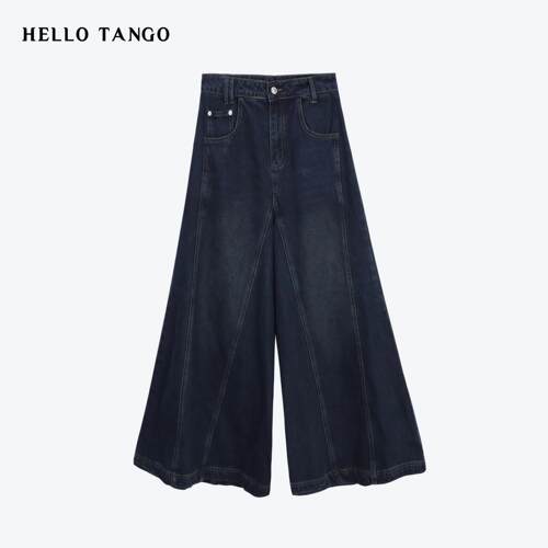 HELLOTANGO《廓形态度》小众设计感复古牛仔阔腿裤升级版F128-1#