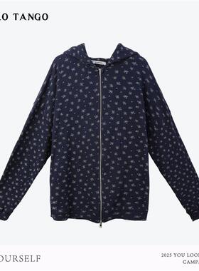 HELLOTANGO《梨泰院少女》秋冬韩系少女风满印碎花连帽外套85980#