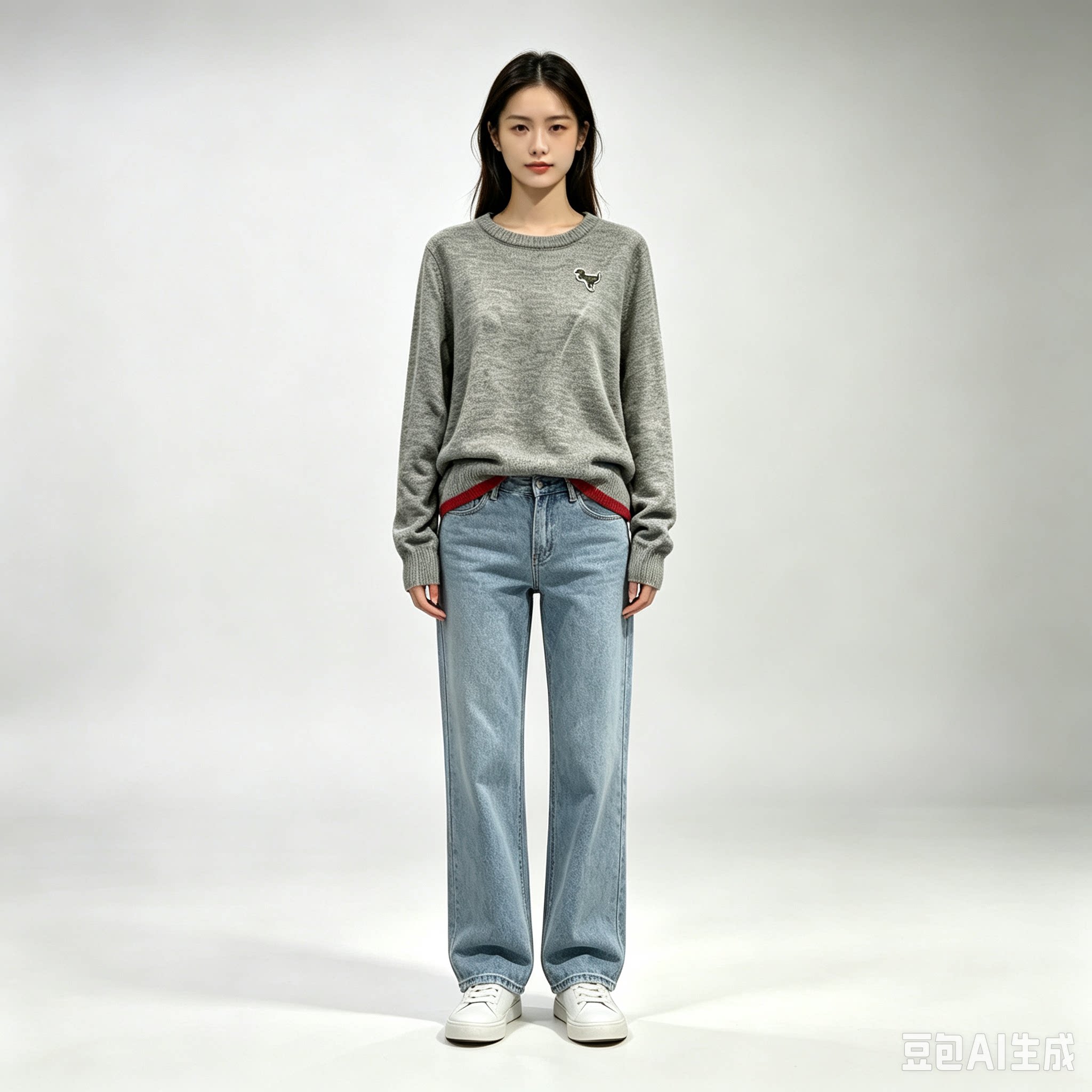 2026秋冬圆领套头毛衣女休闲毛衣