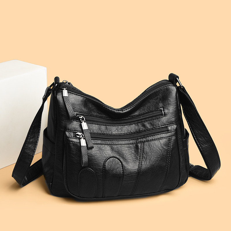 真皮质感女包2026爆款软皮多层百搭单肩斜挎包大容量中老年妈妈包