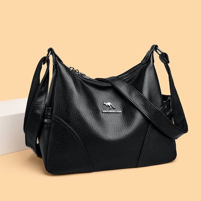 真皮质感女包斜挎包新月包