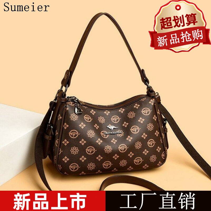 真皮妈妈包女2026新款时尚婆婆软皮中年女士斜挎包休闲简约小方包