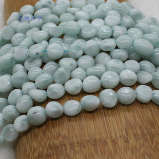 新款 韩国绿天使石随形碎石绿海纹滑角串珠半成品DIY手作材料配件