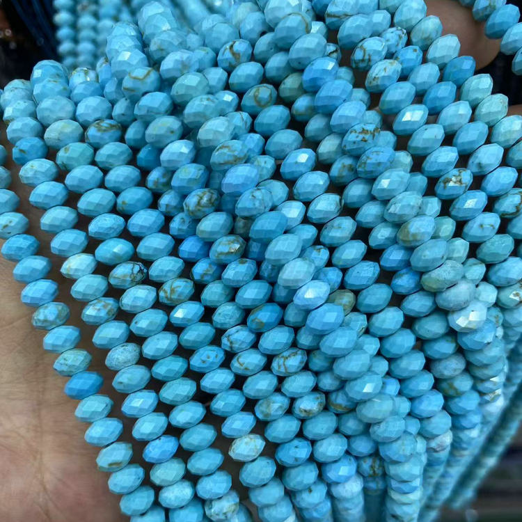 diy不掉色美国绿松石刻面算盘珠
