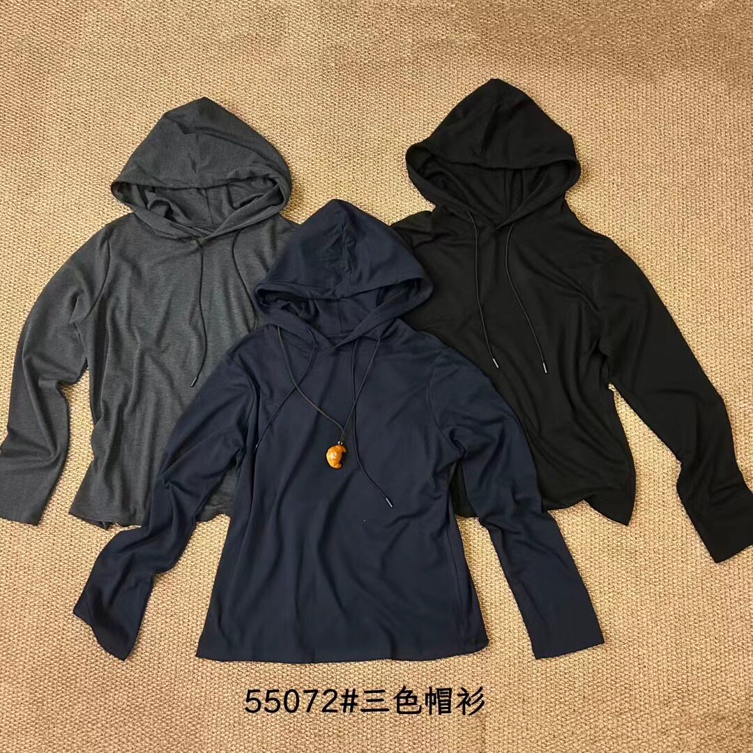 2025春秋新款时尚百搭连帽长袖T恤女修身显瘦减龄丅恤上衣