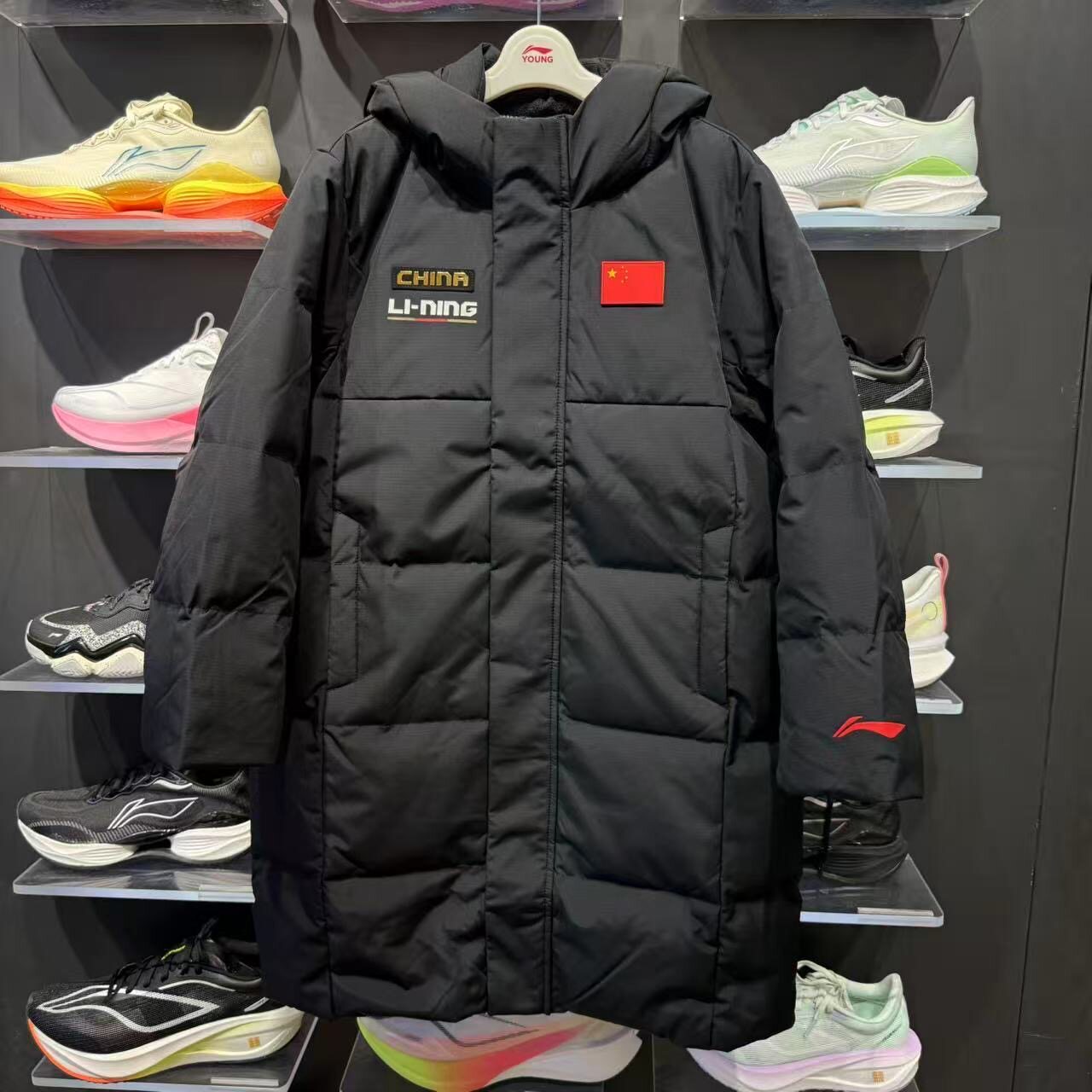 李宁儿童男童羽绒服女童冬季新款宽松长款易清洗羽绒服国家队联名