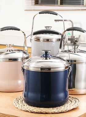 304不锈钢熄停免火再煮锅家用加厚节能保温大容量焖闷烧汤蒸锅7L9