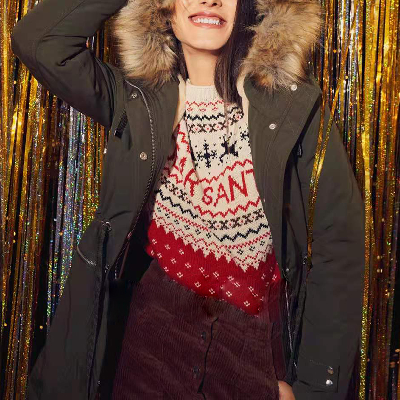 毛领大衣棉服外套连帽派克棉衣女