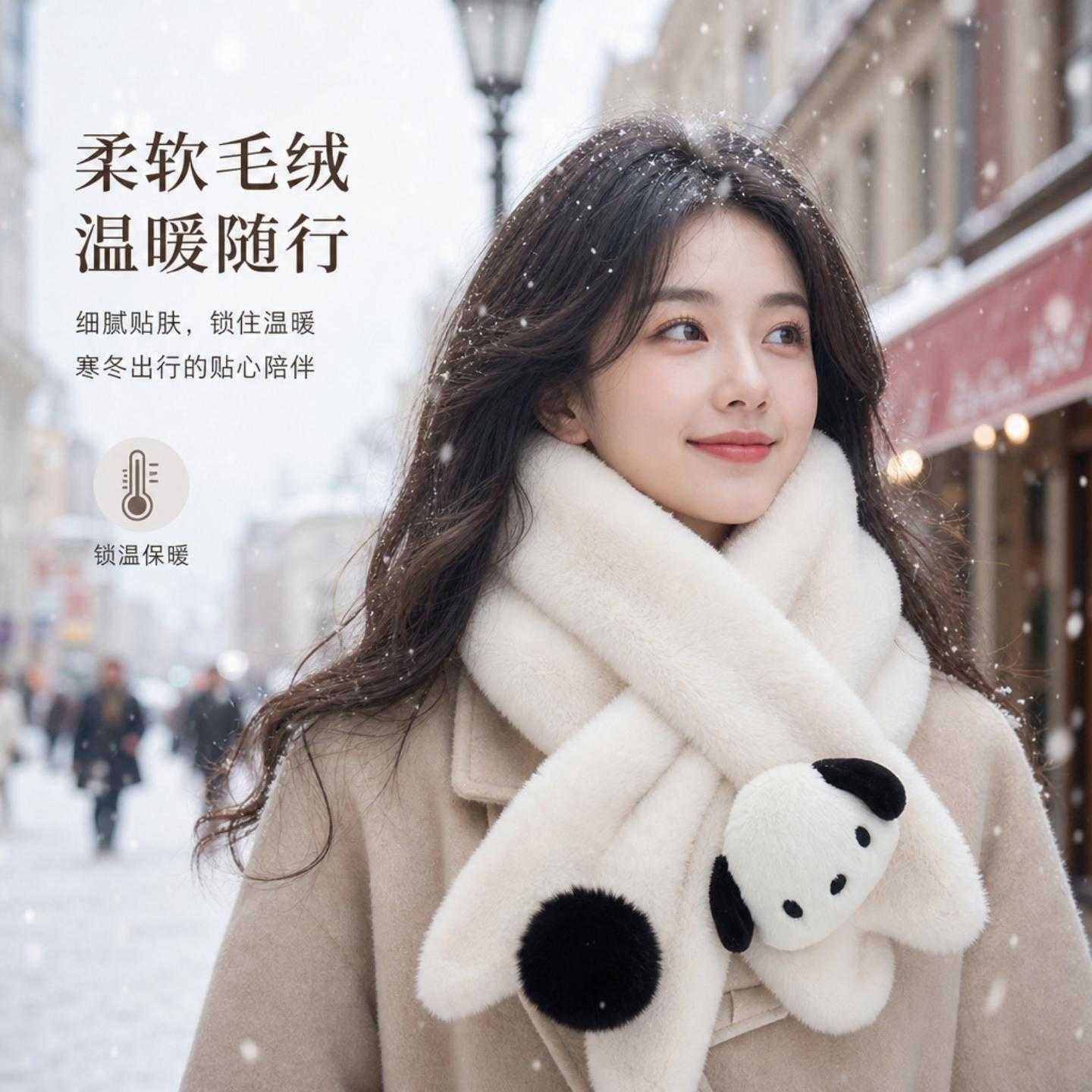 亲子围巾女士秋天冬季2026新款网红韩版可爱卡通保暖女童保暖围脖