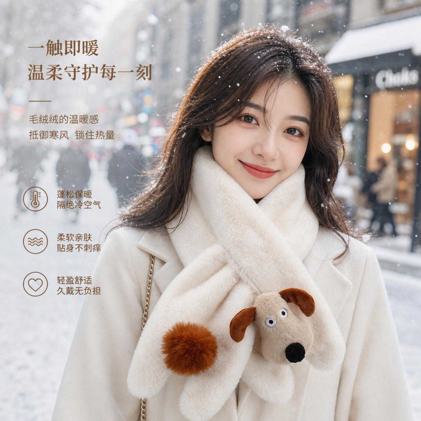 亲子围巾女士秋天冬季2026新款网红韩版可爱卡通保暖女童保暖围脖
