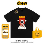 T恤男女纯棉宽松情侣款 drew美式 潮牌卡通薯条小狗印花短袖 上衣ins