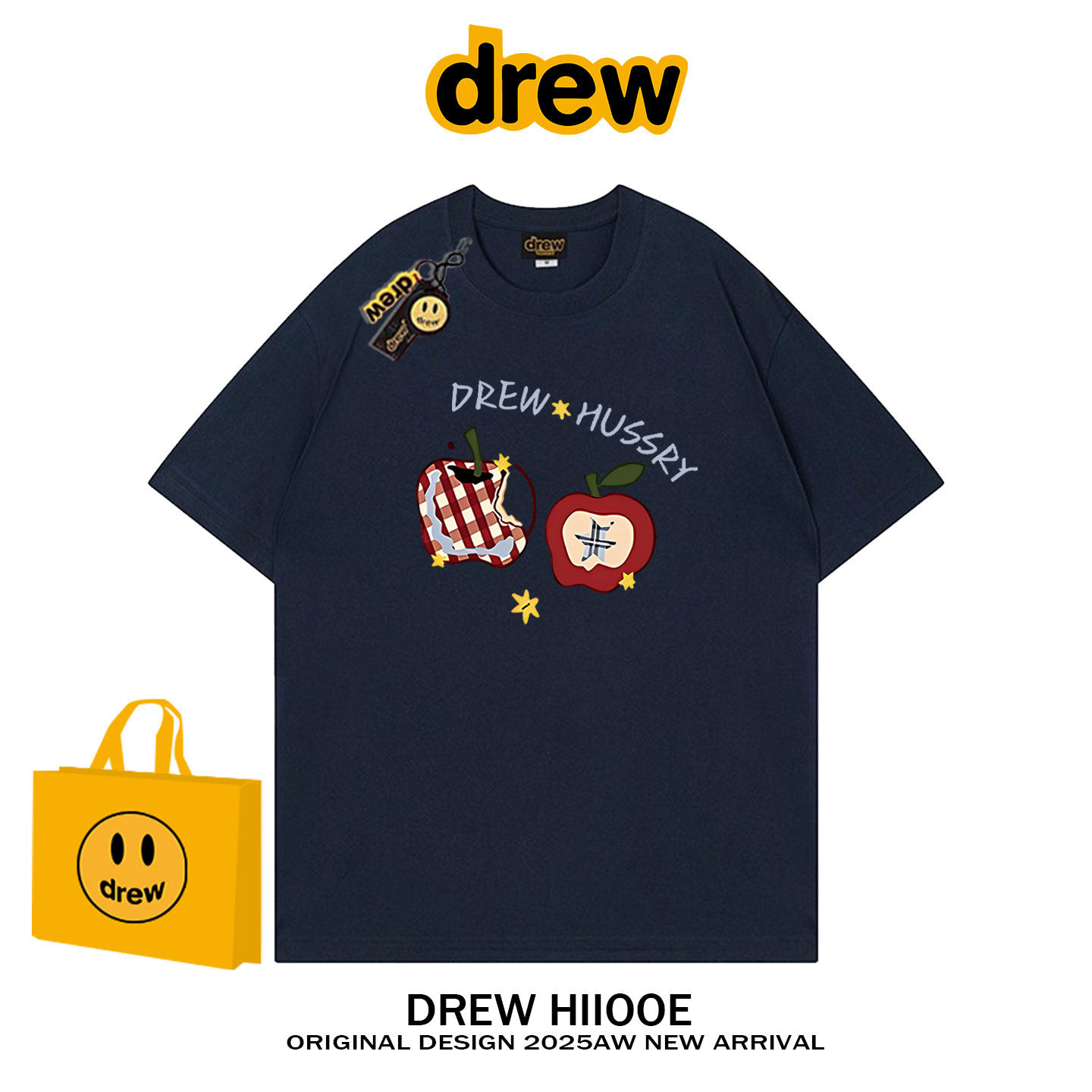 drew美式潮牌苹果纯棉短袖T恤