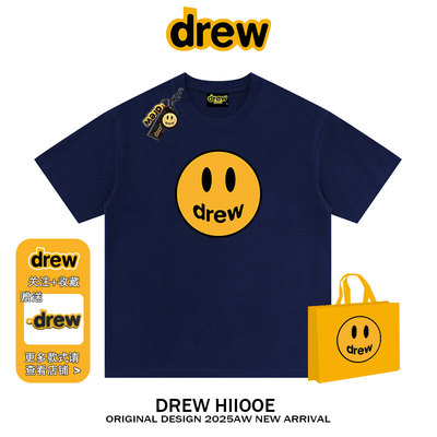 drew美式笑脸印花重磅短袖T恤
