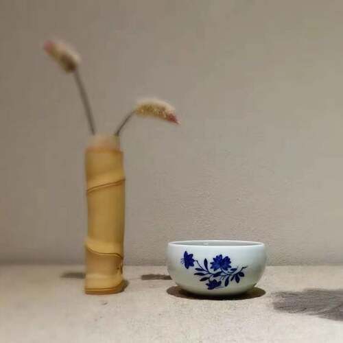 京德贵和祥青花内彩三花杯品茗杯陶瓷景德镇手绘功夫茶具主人杯专