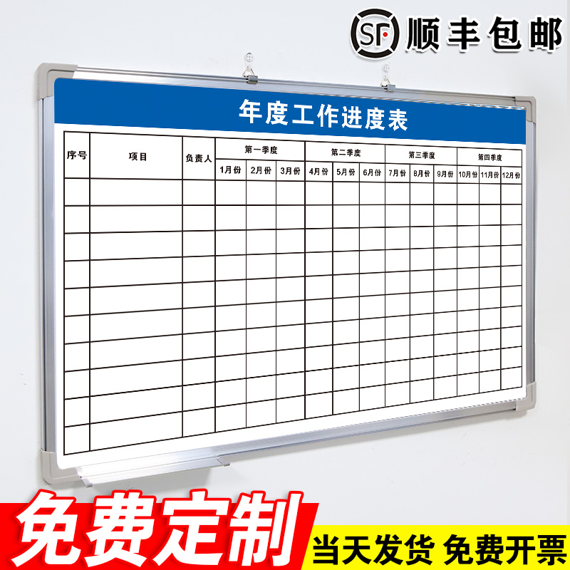 年度工作进度表 工作工厂车间生产管理计划表白板写字板定制内容定做小黑板车间工厂办公室可擦吸磁性大看板