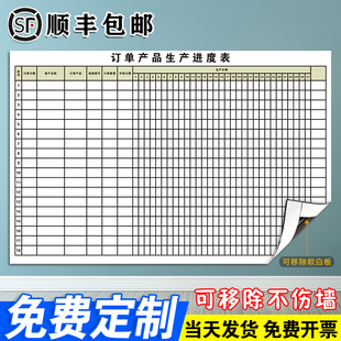 订单产品生产进度表 软磁白板写字板定制内容可移除不伤墙定制小黑板可擦吸磁性墙贴车间工厂办公室大看板