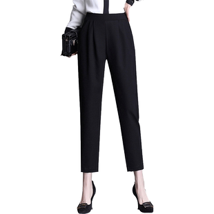 LT九分西装裤女2025春夏新款大码黑色高腰直筒工装小脚烟管休闲裤