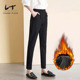 女高腰大码 哈伦裤 胖mm休闲裤 薄款 LT加绒加厚九分黑色女裤 长裤 西装