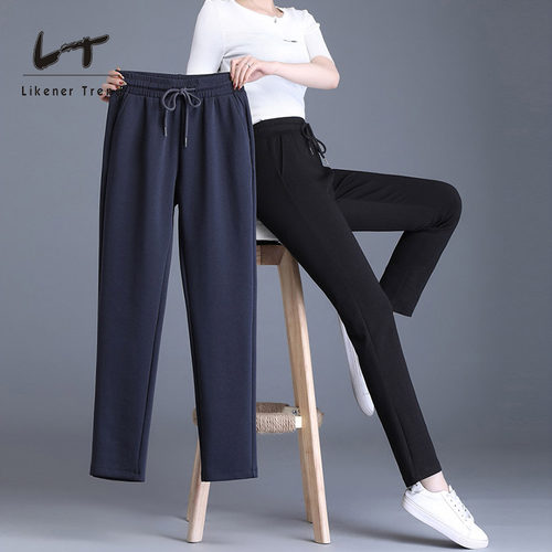 LT哈伦裤子女春秋2025新款休闲妈妈裤大码直筒女裤运动裤抽绳卫裤 - 封面