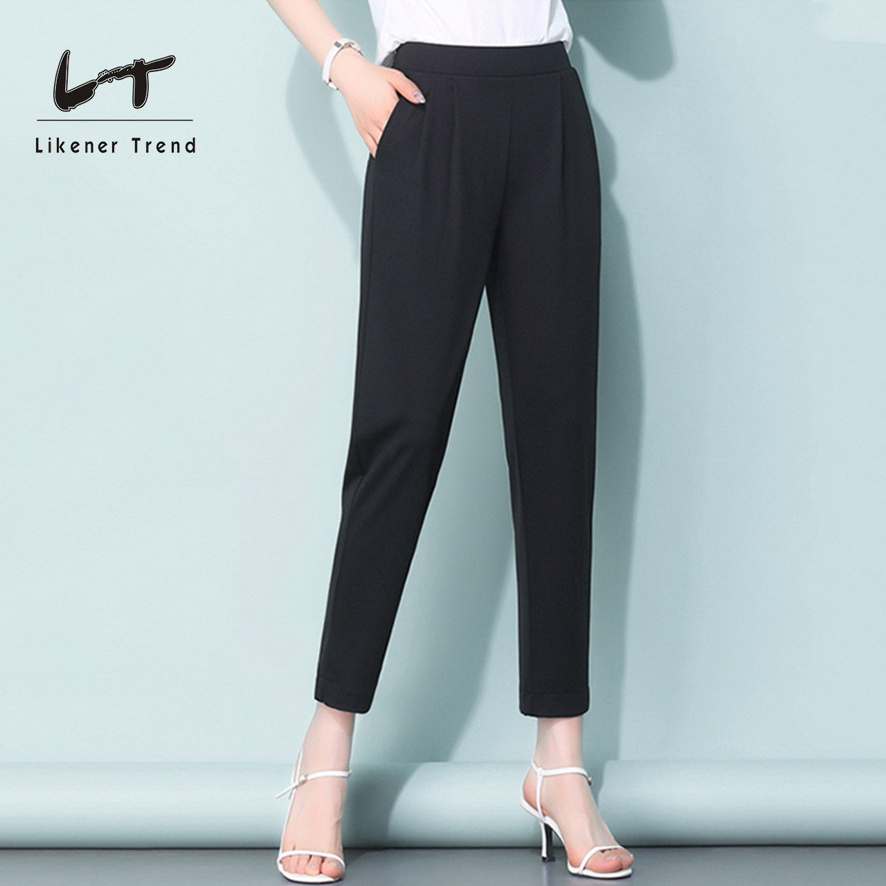 LT哈伦裤秋春夏薄款高腰高弹裤大码女裤胖mm黑色裤子女宽松休闲裤,女装/女士精品,休闲裤,淘宝优惠券,粉丝福利购,淘宝优惠卷
