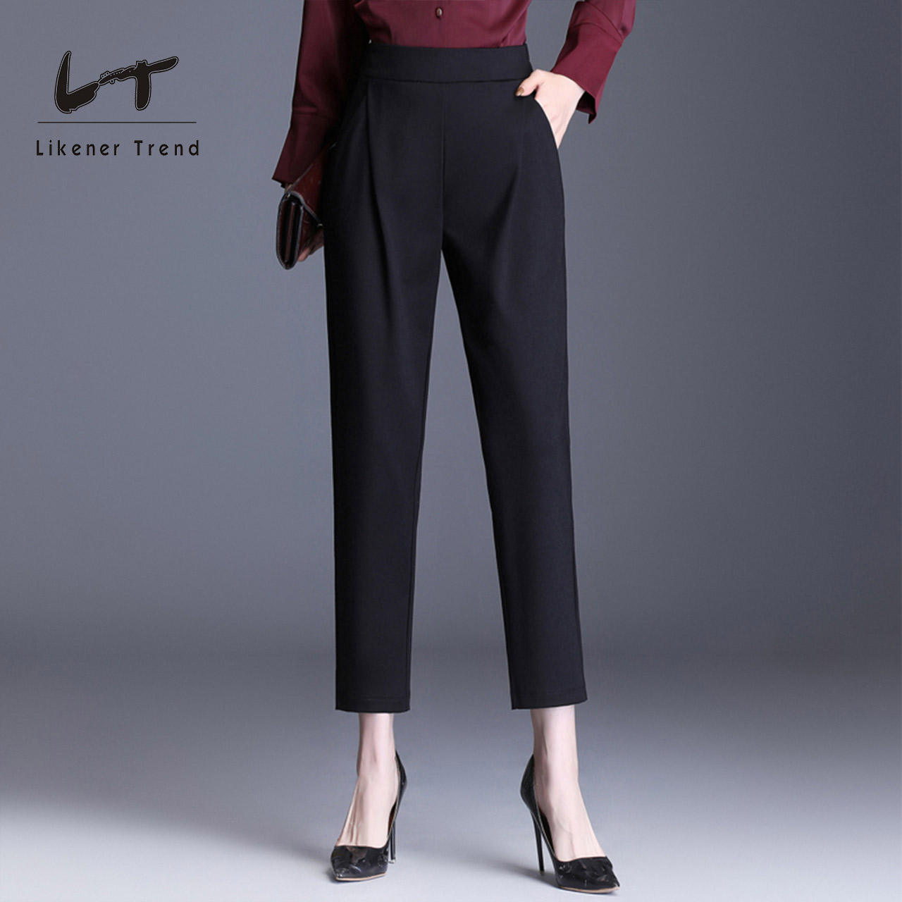 lt哈伦裤女春秋新款中年妈妈洋气裤子宽松显瘦休闲九分长裤子大码