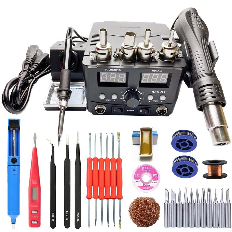 跨境风枪焊台936电烙铁 8588风枪8582D双数显自动休眠拆焊返修台