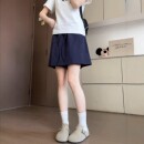 裙裤 胖mm高腰遮胯显瘦a字五分裤 女夏季 大码 潮 薄款 藏青色山本工装