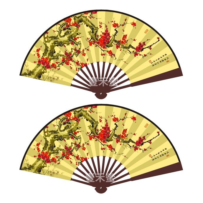 7寸8寸9寸10寸男女式印花绢布折扇中国风复古风扇子纳凉牡丹梅花