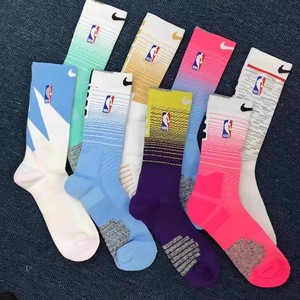 NBA袜子中筒运动袜男士棉袜夏季吸汗透气毛巾底跑步渐变篮球袜男
