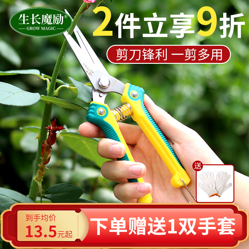 园艺修枝剪家用果树剪修花修枝花艺剪刀细枝剪盆景造型花剪子工具_虎窝淘