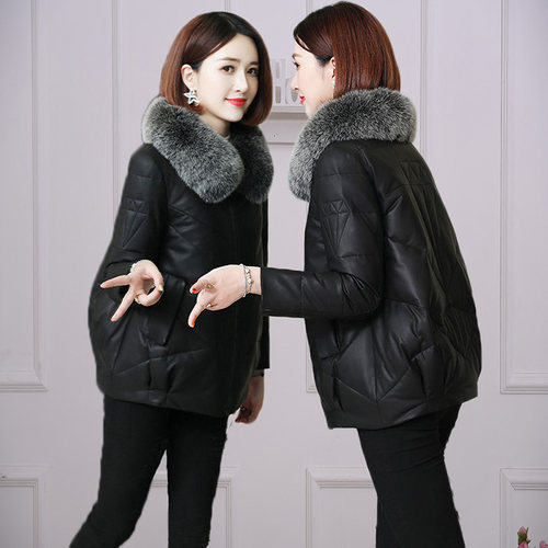 海宁大码仿狐狸毛加厚宽松皮衣
